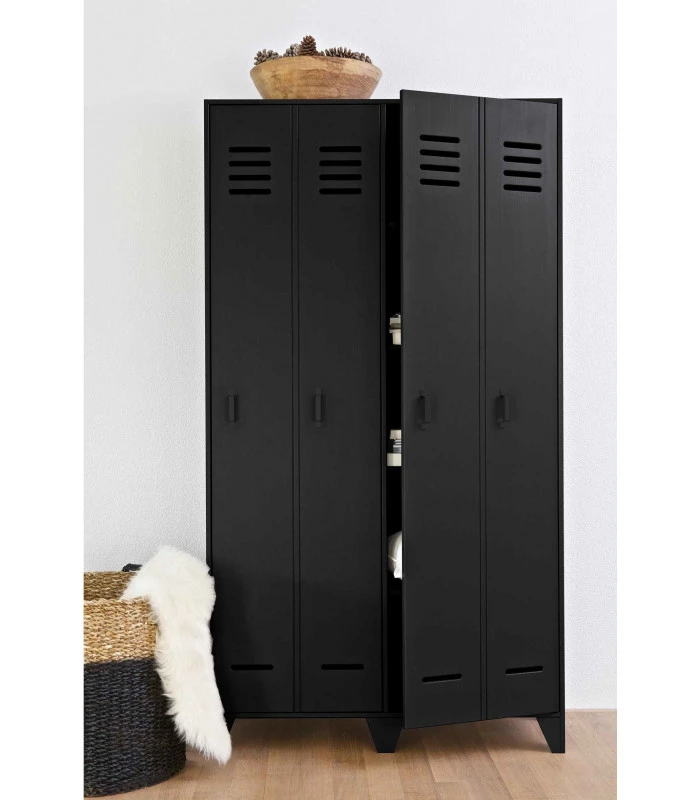 Armoire Stijn Pin Massif Noire 2 Armoire Stijn Pin Massif Noire – Image 2