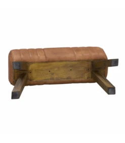 Banc Cuir + Bois -Magasin De Meubles De Qualité banc bois argent 2