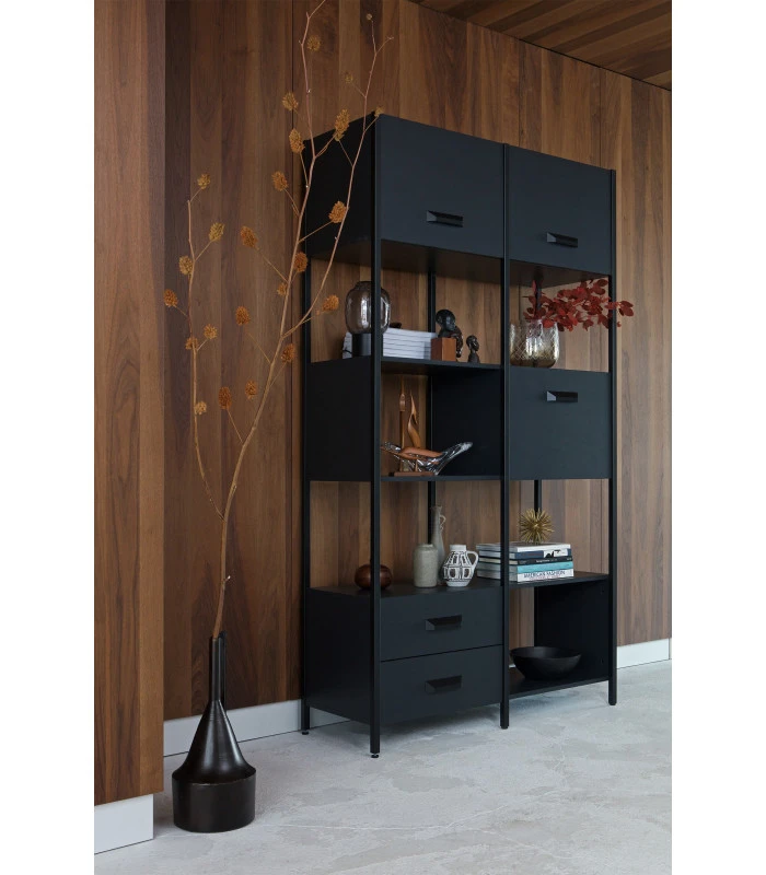 Bibliothéque Legacy Bois Et Métal Noir 2 Bibliothéque Legacy Bois Et Métal Noir – Image 2