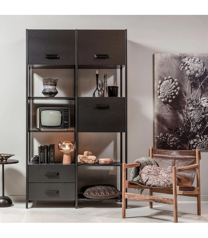 Bibliothéque Legacy Bois Et Métal Noir 4 Bibliothéque Legacy Bois Et Métal Noir – Image 4