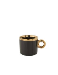 Boîte De 1 Tasse En Céramique Noire/or
