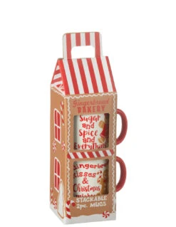 Boîte De 2 Tasses En Céramique Rouge Dans Un Coffret Cadeau.