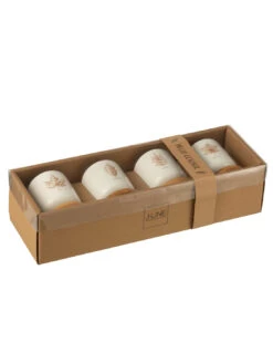 Boîte De 4 Tasses à Café + Soucoupe En Bambou Feuille Windownbox Céramique Marron -Magasin De Meubles De Qualité boite de 4 tasses a cafe soucoupe en bambou feuille windownbox ceramique marron 2