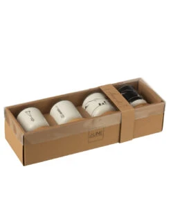 Boîte De 4 Tasses à Café + Soucoupe En Bambou Windownbox Céramique Noir/blanc -Magasin De Meubles De Qualité boite de 4 tasses a cafe soucoupe en bambou windownbox ceramique noirblanc 2