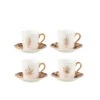 Boîte De 4 Tasses à Café + Soucoupe Feuille Windownbox Céramique Marron Petit