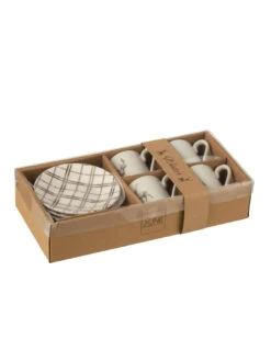 Boîte De 4 Tasses à Café + Soucoupe Renne Windownbox Céramique Blanc/Marron Petit -Magasin De Meubles De Qualité boite de 4 tasses a cafe soucoupe renne windownbox ceramique blancmarron petit 2