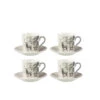Boîte De 4 Tasses à Café + Soucoupe Renne Windownbox Céramique Gris Petit