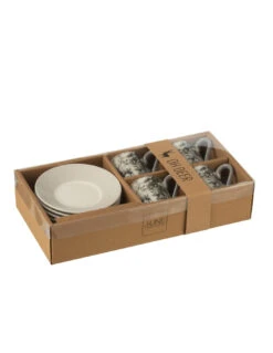 Boîte De 4 Tasses à Café + Soucoupe Renne Windownbox Céramique Gris Petit -Magasin De Meubles De Qualité boite de 4 tasses a cafe soucoupe renne windownbox ceramique gris petit 2