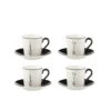 Boîte De 4 Tasses à Café + Soucoupe Windownbox En Céramique Noir/blanc Petit