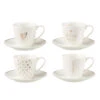Boîte De 4 Tasses à Thé + Soucoupe Cœur Windownbox Céramique Blanc Grand
