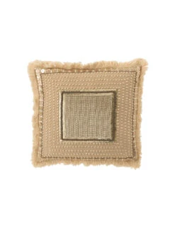 Bordure De Coussin En Coton Beige/blanc Ibiza