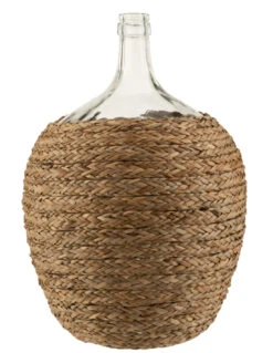 Bouteille Couverte D'herbe / Verre Naturel Grand