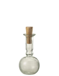 Bouteille Ronde Longue En Verre/Bois Transparente