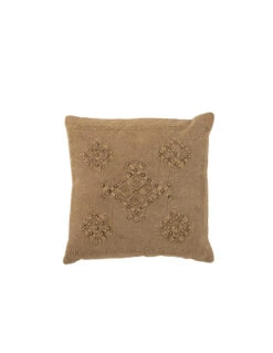 Broderie De Coussin En Coton Marron