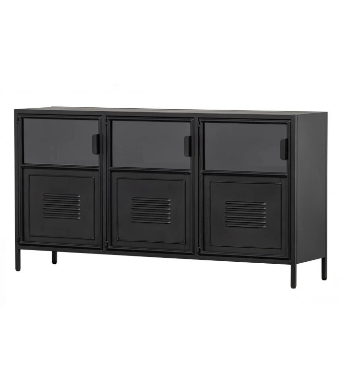 Buffet 3 Portes Ronja Métal Noir 2 Buffet 3 Portes Ronja Métal Noir – Image 2