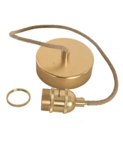 Câble Pour Suspension En Corde Et Douille Métal Doré Satiné H.110cm -Magasin De Meubles De Qualité cable pour suspension en corde et douille metal laiton dore h110cm 3