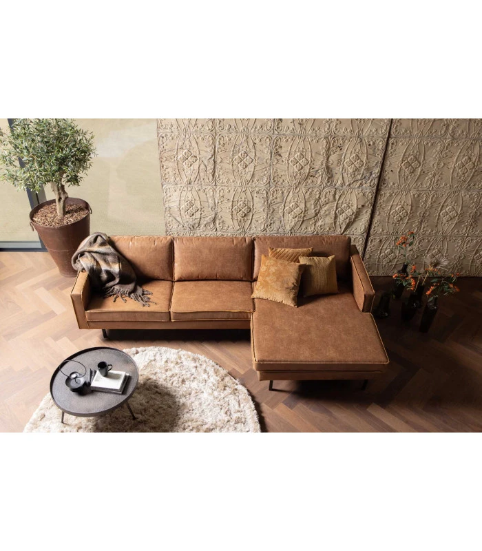 Canapé Chaise Longue Rodéo Droit Cognac Cuir Recyclé 2 Canapé Chaise Longue Rodéo Droit Cognac Cuir Recyclé – Image 2