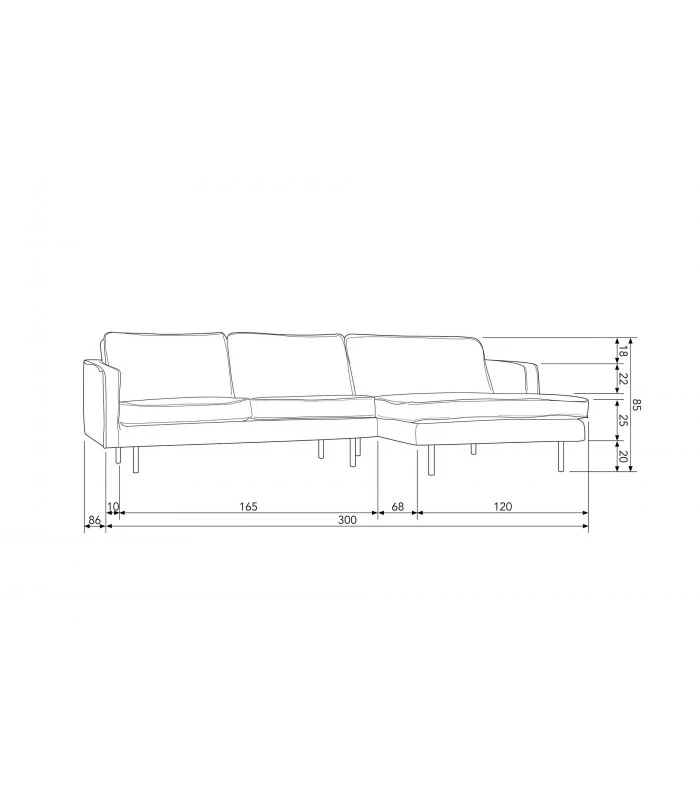 Canapé Chaise Longue Rodéo Droite Velvet Ocre 3 Canapé Chaise Longue Rodéo Droite Velvet Ocre – Image 3