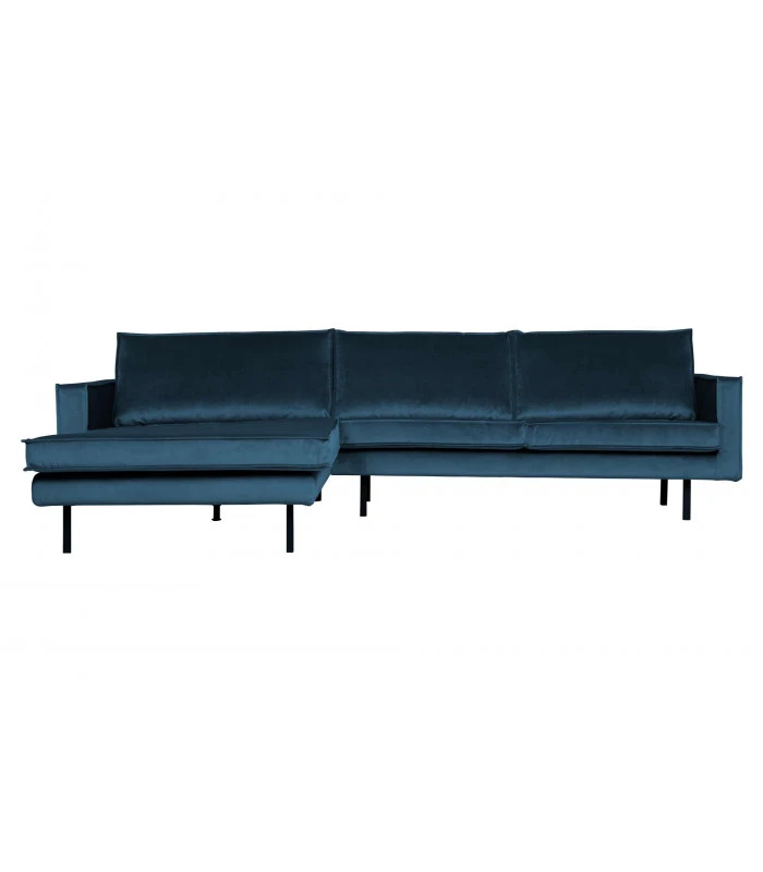 Canapé Chaise Longue Rodéo Gauche Velvet Bleu 1 Canapé Chaise Longue Rodéo Gauche Velvet Bleu