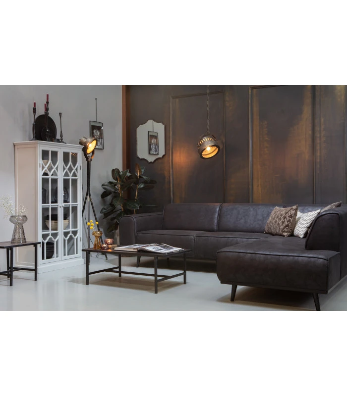 Canapé D'Angle Droite Statement Tissu Suèdine Noire 3 Canapé D'Angle Droite Statement Tissu Suèdine Noire – Image 3