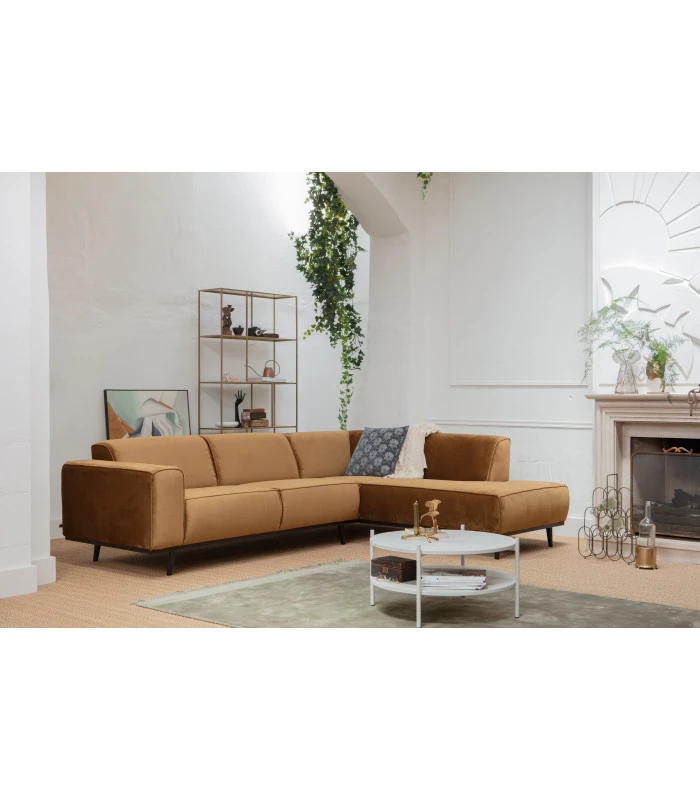 Canapé D'Angle Droite Statement Velours Miel 2 Canapé D'Angle Droite Statement Velours Miel – Image 2