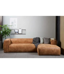 Canapé D'Angle Gauche Bean En Cuir Recyclé Cognac -Magasin De Meubles De Qualité canape d angle gauche bean en cuir recycle cognac 5