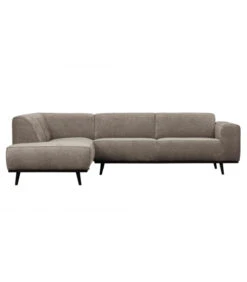 Canapé D'Angle Gauche Statement Côtelé Gris Clair