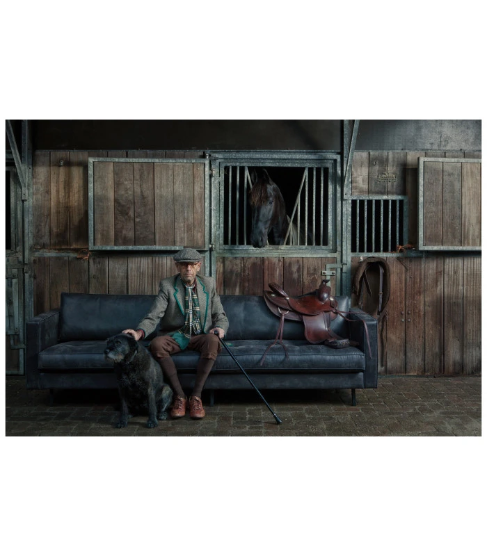 Canapé Rodéo Classic 3 Places XL Black Cuir Recyclé Façon Matelassé 2 Canapé Rodéo Classic 3 Places XL Black Cuir Recyclé Façon Matelassé – Image 2