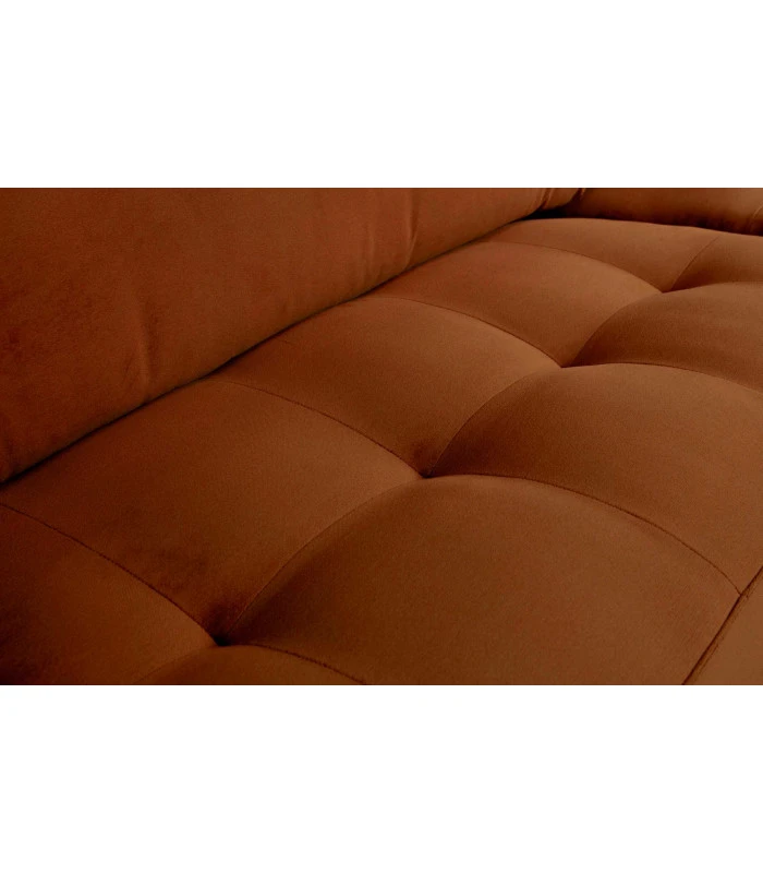 Canapé Rodéo Classic 3 Places XL Velvet Rouille Matelassé 2 Canapé Rodéo Classic 3 Places XL Velvet Rouille Matelassé – Image 2