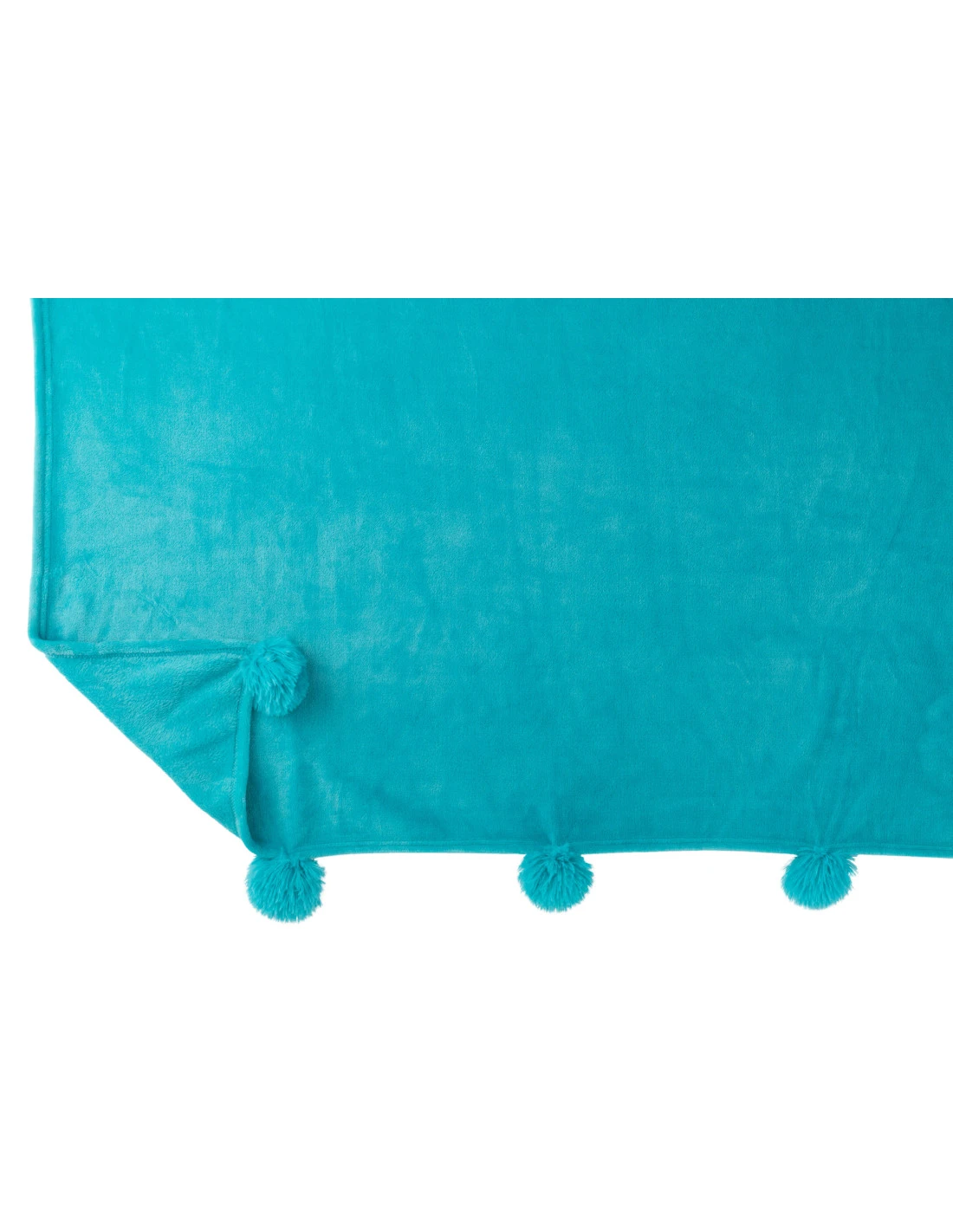 Plaid Pompon Polyester Azur 3 Plaid Pompon Polyester Azur – Image 3