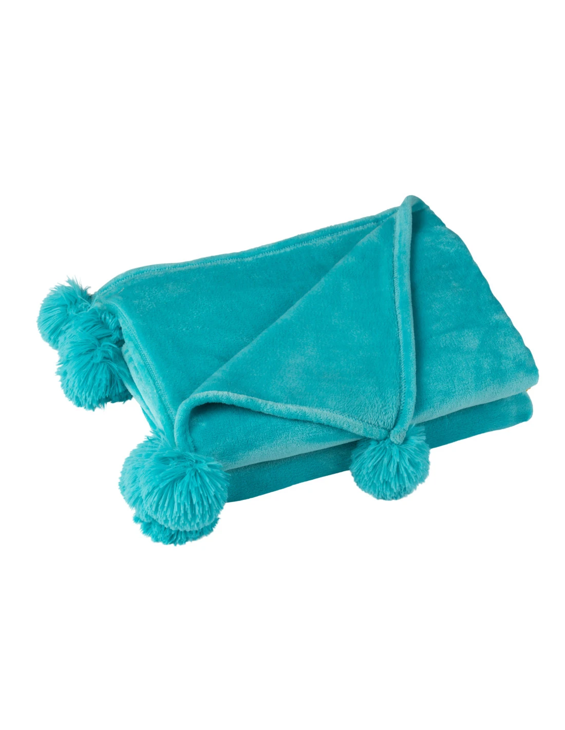 Plaid Pompon Polyester Azur 1 Plaid Pompon Polyester Azur