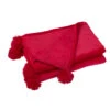 Plaid Pompon Polyester Fuschia