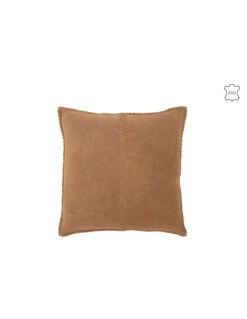 Centre De Coussin En Cuir Camel