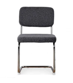 Chaise Capsule Pied Chromé Tissu Bouclette Gris -Magasin De Meubles De Qualité chaise capsule pied chrome tissu bouclette noir 2
