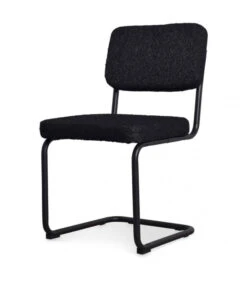 Chaise Capsule Pied Noir Tissu Bouclette Noir
