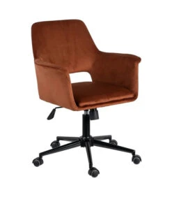 Chaise De Bureau Louise Velours Marron -Magasin De Meubles De Qualité chaise de bureau louise velours marron 2