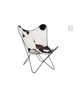 Chaise Longue En Peau De Vache/métal Blanc/noir