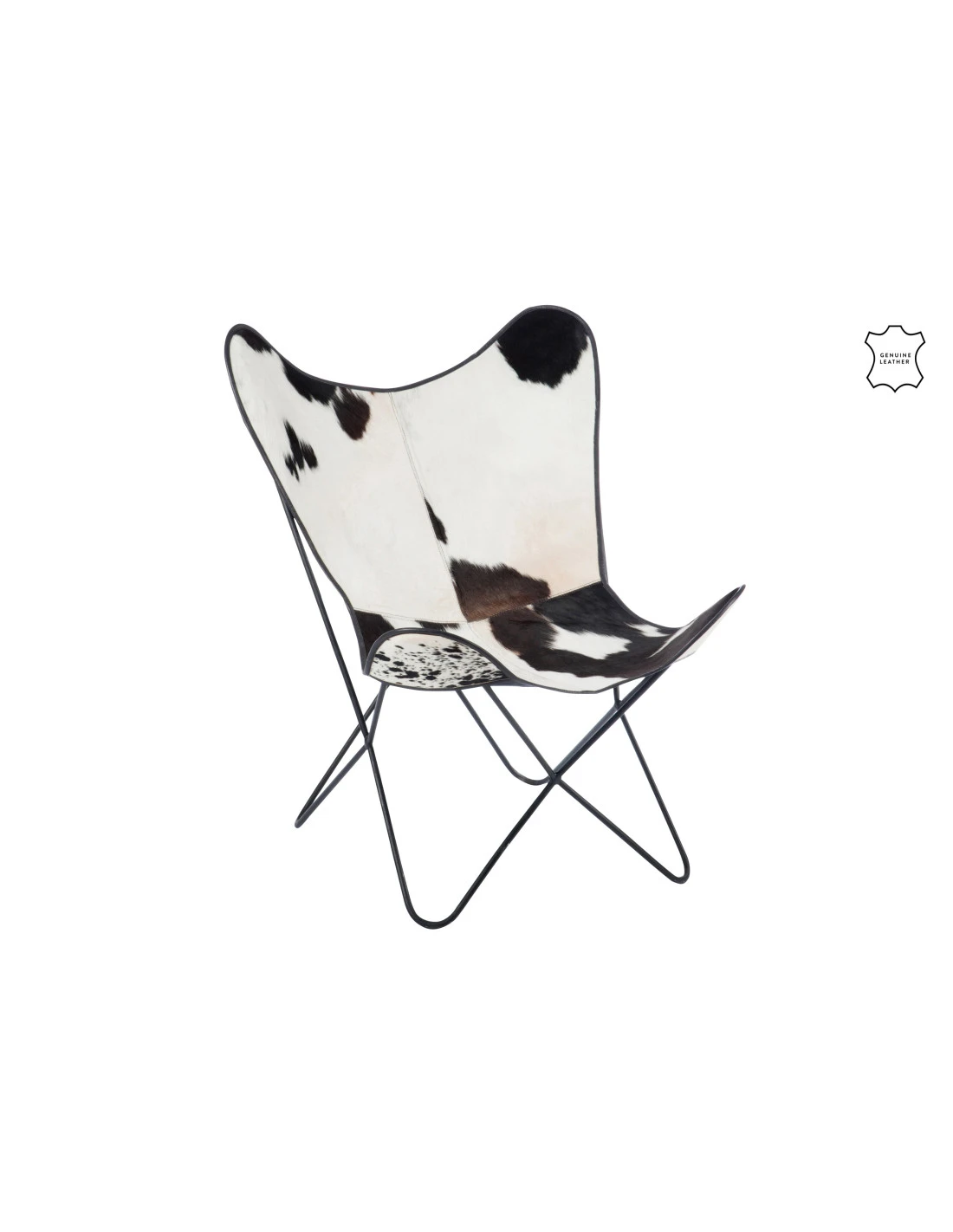 Chaise Longue En Peau De Vache/métal Blanc/noir 1 Chaise Longue En Peau De Vache/métal Blanc/noir