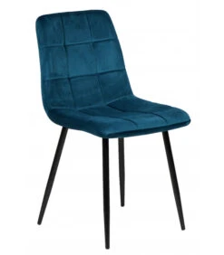 Chaise Manta Bleu Canard Velours Ras