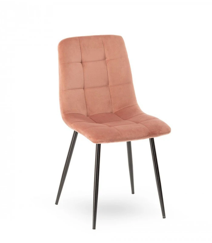 Chaise Manta Rose Poudré Velours Ras 1 Chaise Manta Rose Poudré Velours Ras