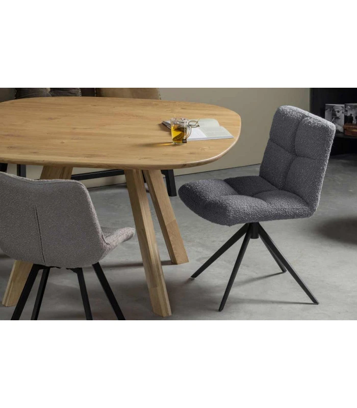 WOOOD Chaise Pivotante Vinny Bouclé Anthracite 2 WOOOD Chaise Pivotante Vinny Bouclé Anthracite – Image 2