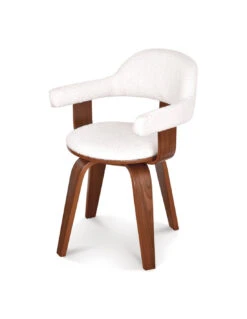 Chaise Suédoise Bouclette Naturelle Pivotante Pied Contreplaqué Foncé