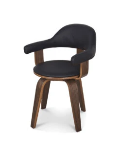 Chaise Suédoise Noire Pivotante Pied Contreplaqué Foncé