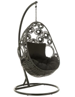 Chaise Suspendue + Coussins Bula Métal / Roseau Noir