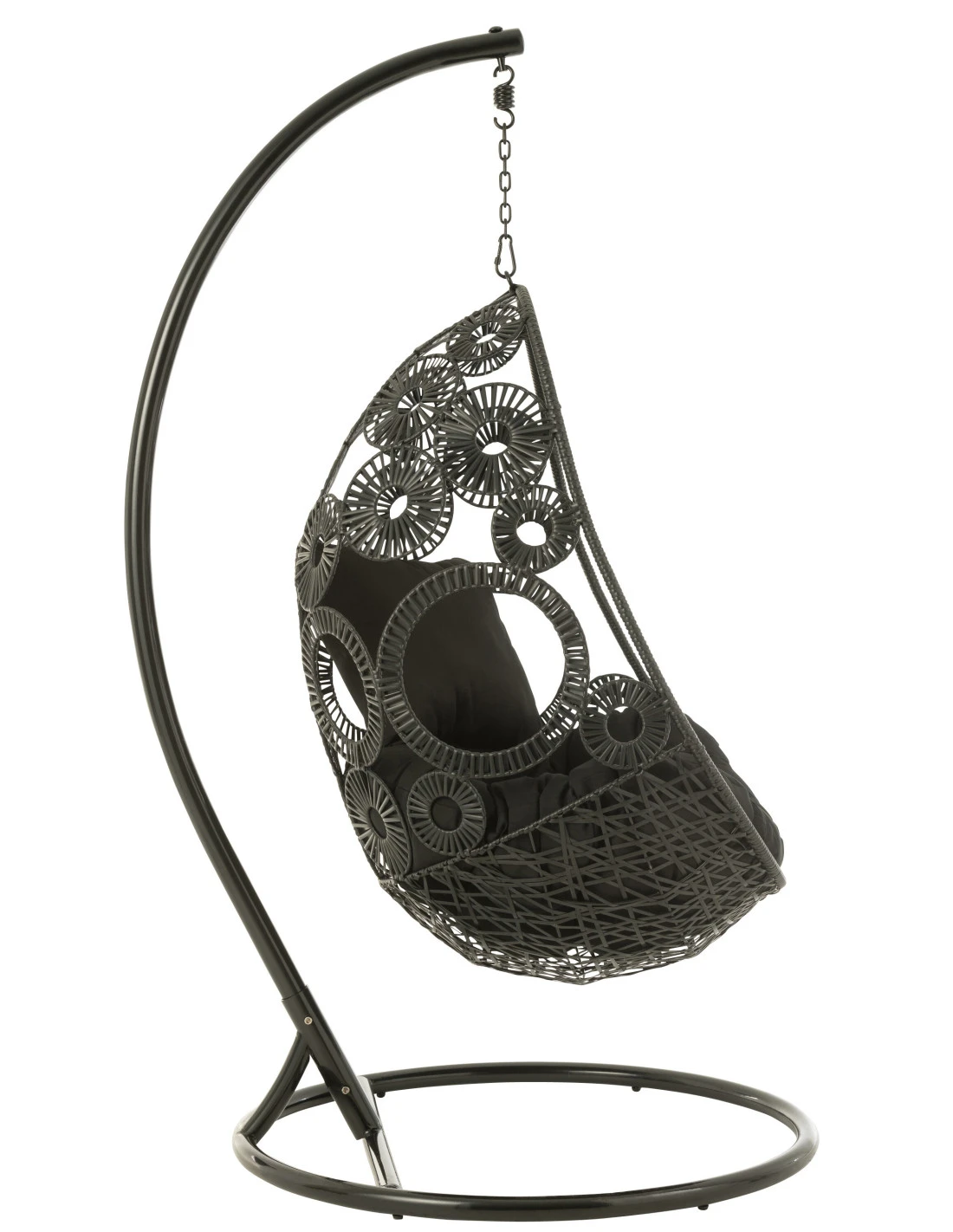 Chaise Suspendue + Coussins Bula Métal / Roseau Noir 4 Chaise Suspendue + Coussins Bula Métal / Roseau Noir – Image 4