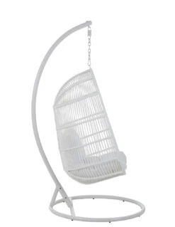 Chaise Suspendue Ovale En Acier Blanc -Magasin De Meubles De Qualité chaise suspendue ovale en acier blanc 2
