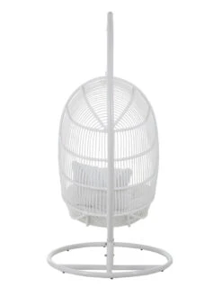 Chaise Suspendue Ovale En Acier Blanc -Magasin De Meubles De Qualité chaise suspendue ovale en acier blanc 3