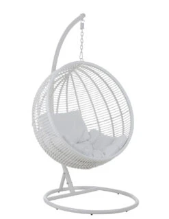 Chaise Suspendue Ronde En Acier Blanc