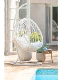 Chaise Suspendue Ronde En Acier Blanc -Magasin De Meubles De Qualité chaise suspendue ronde en acier blanc 7