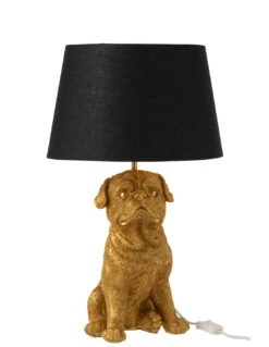 Chien Assis En Résine Dorée